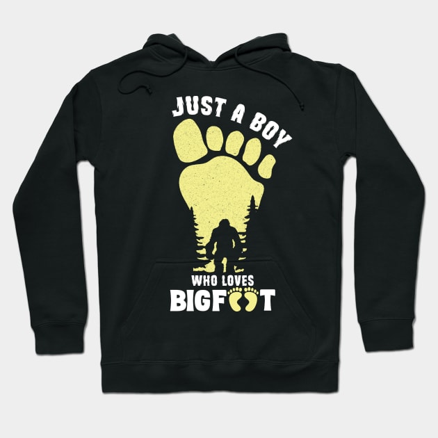 Just a Boy Who Loves Bigfoot Hoodie by Teewyld